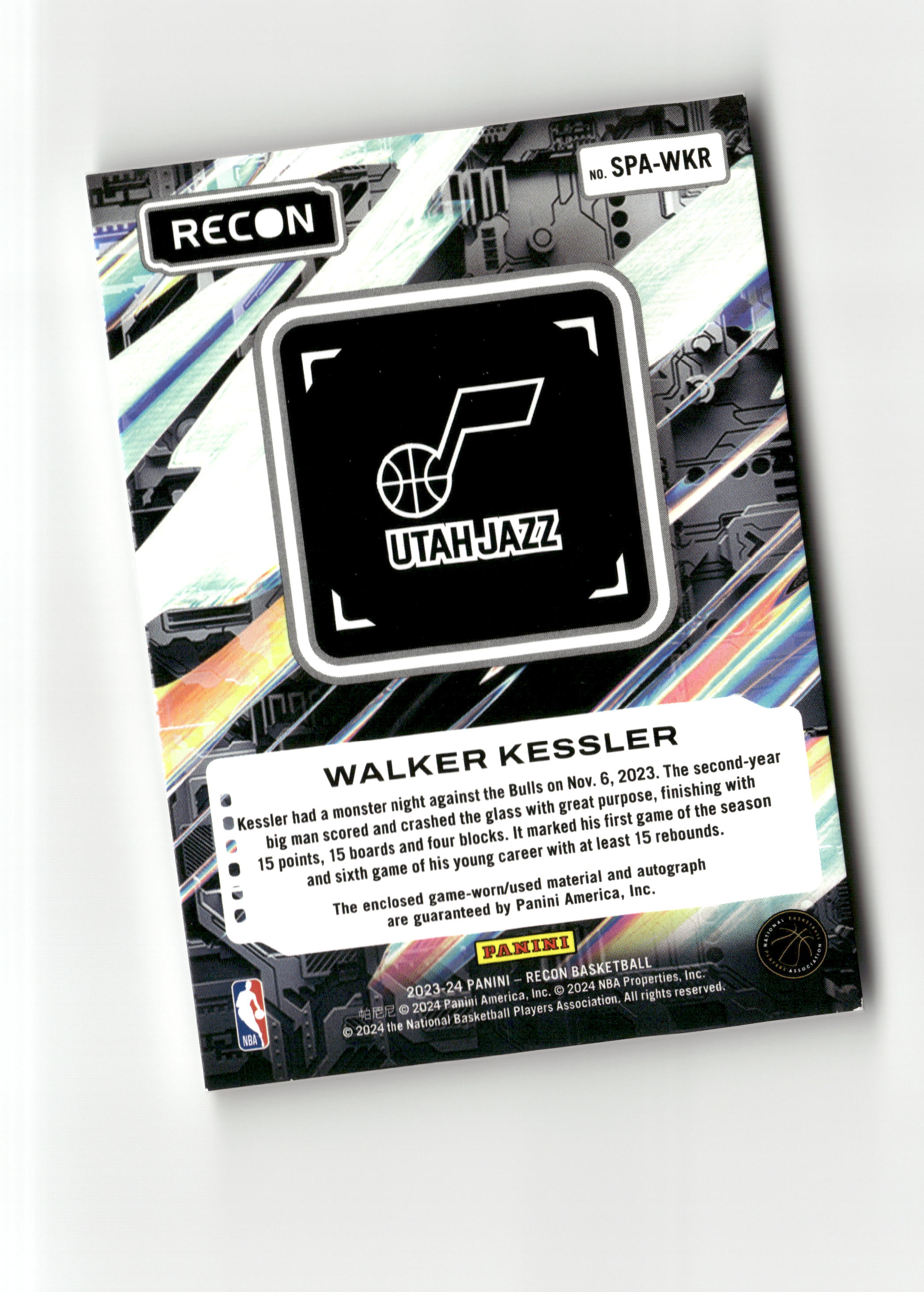2023-24 Panini Recon #SPA-WKR Walker Kessler Seasoned Pro Autographs #/75