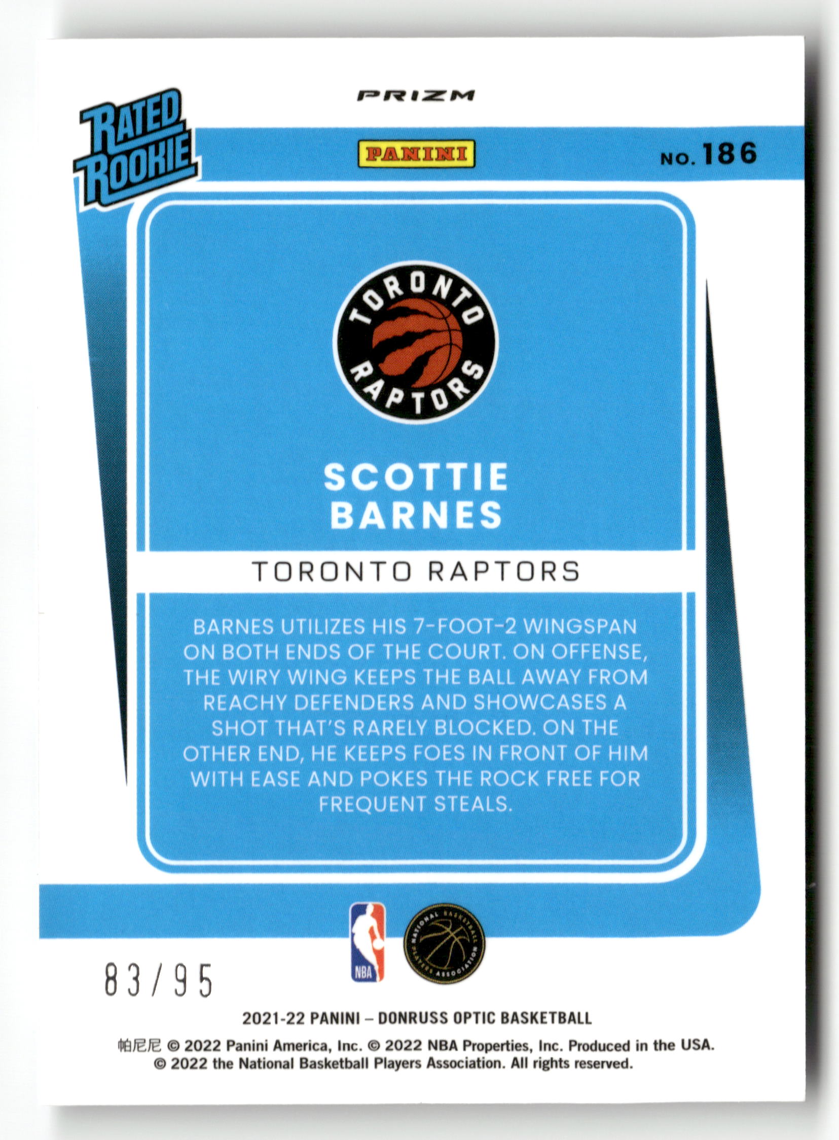 2021-22 Panini Prizm #SS-SBA Scottie Barnes Sensational Signatures