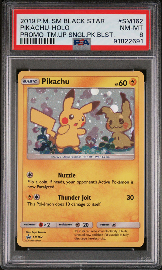 2019 Pokemon Sm Black Star Promo #SM162 Pikachu-Holo Promo PSA 8