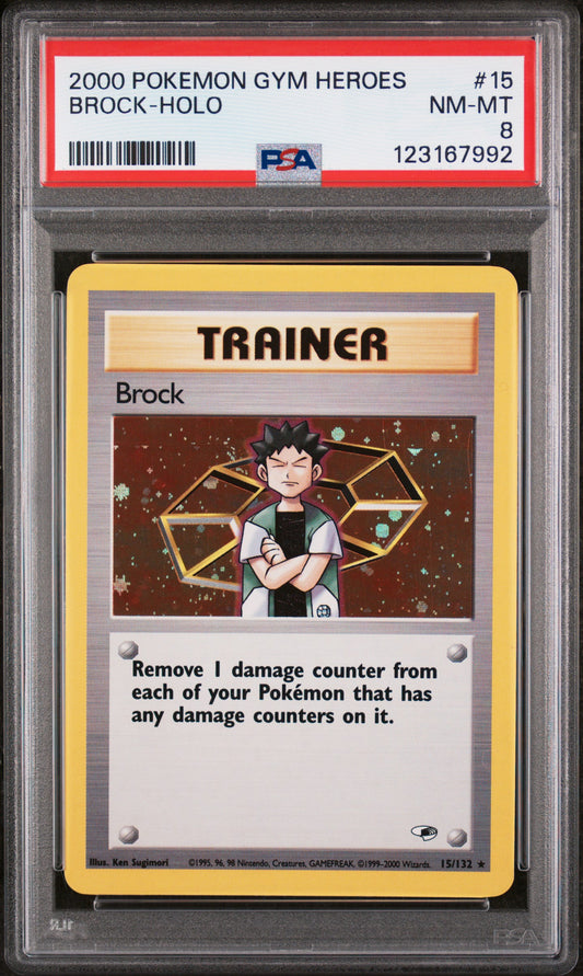 2000 Pokemon Gym Heroes #15 Brock-Holo PSA 8