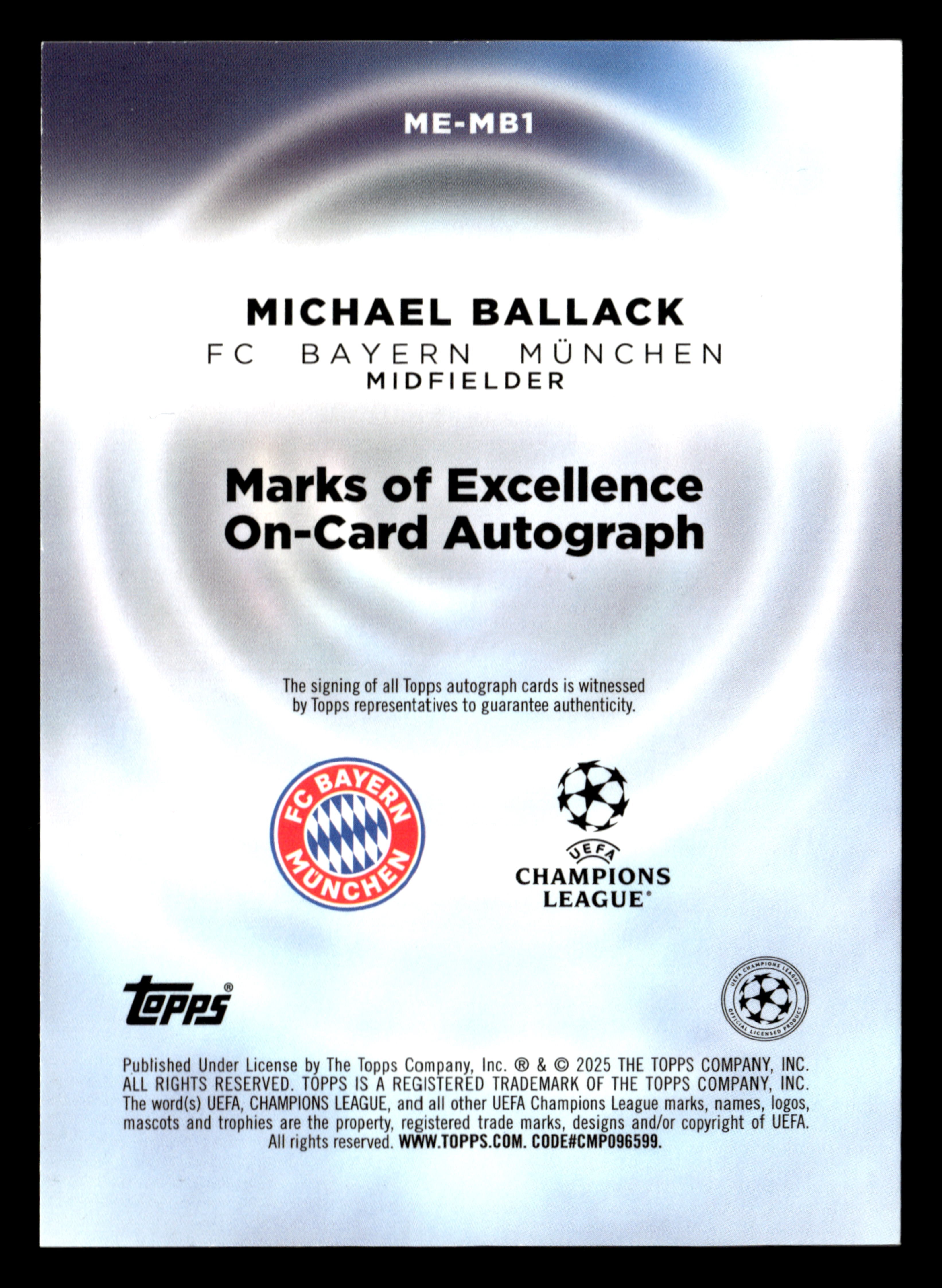2025-26 Finest UCC #ME-MB1 Michael Ballack Marks of Excellence Gold #/50