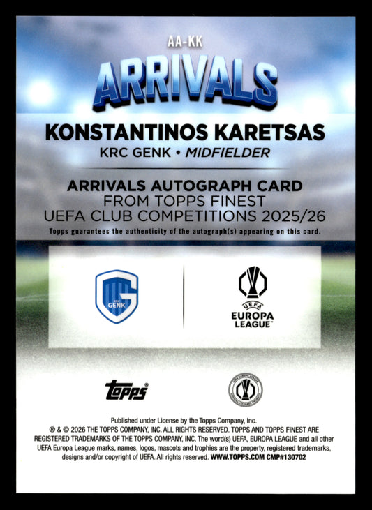 2025-26 Finest UCC #AA-KK Konstantinos Karetsas Arrivals Autographs