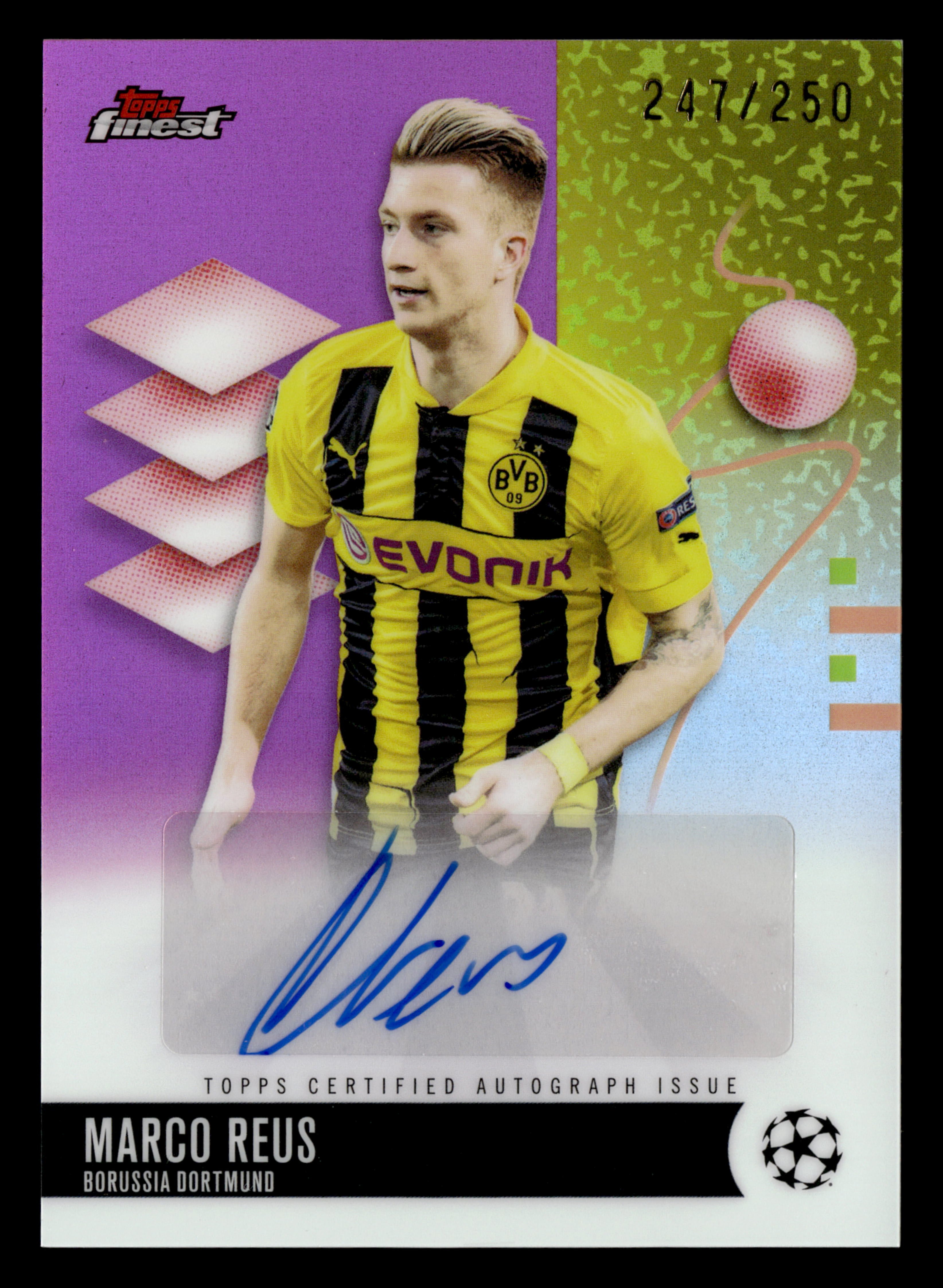 2025-26 Finest UCC #BA-RE Marco Reus Base Autographs Pink Refractor #/250