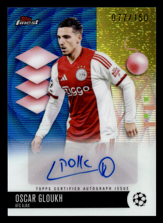 2025-26 Finest UCC #BA-OG Oscar Gloukh Base Autographs Blue Wave Refractor #/150