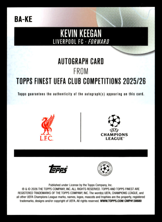 2025-26 Finest UCC #BA-KE Kevin Keegan Base Auto Orange Wave Refractor #/25