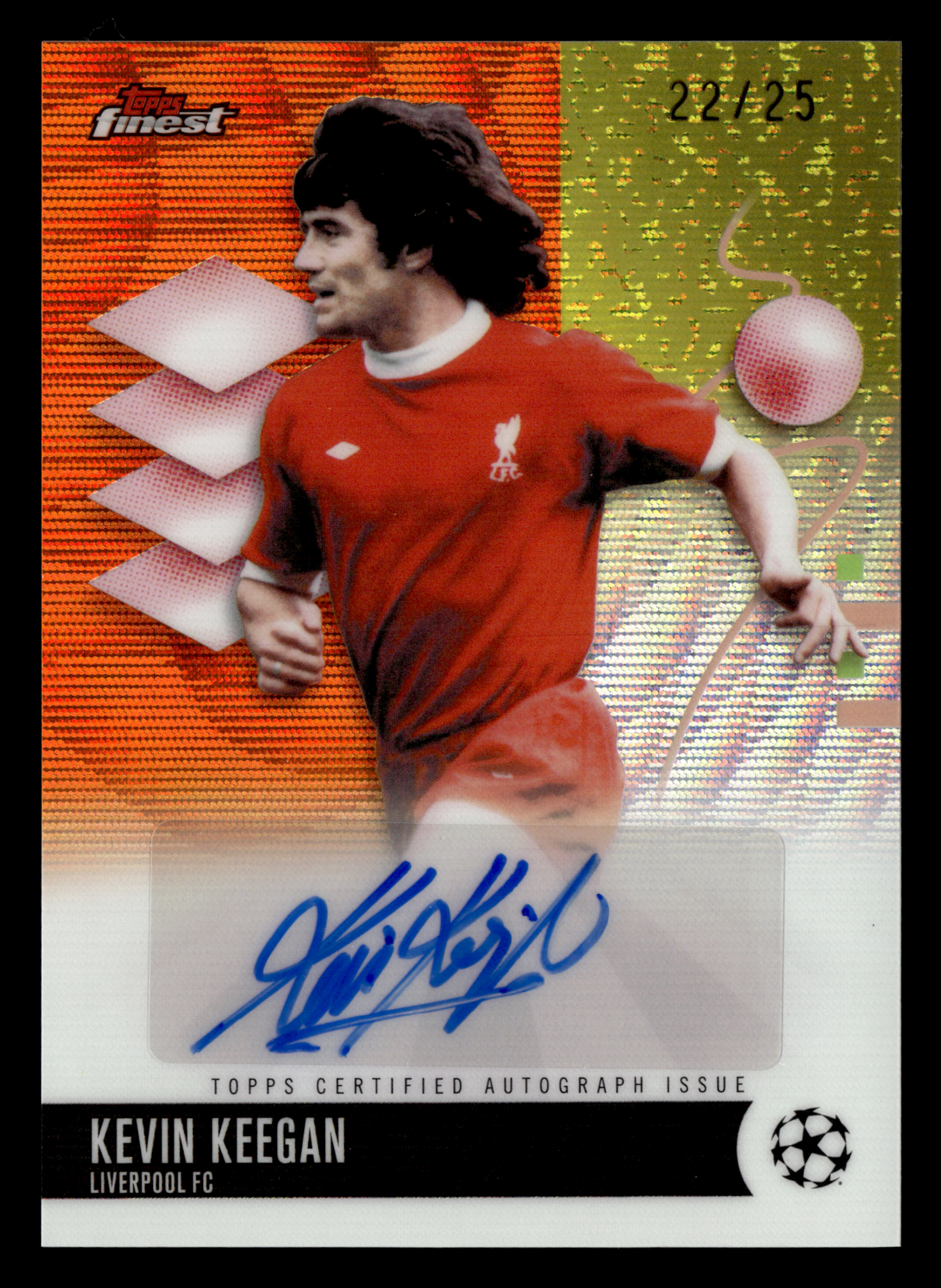 2025-26 Finest UCC #BA-KE Kevin Keegan Base Auto Orange Wave Refractor #/25
