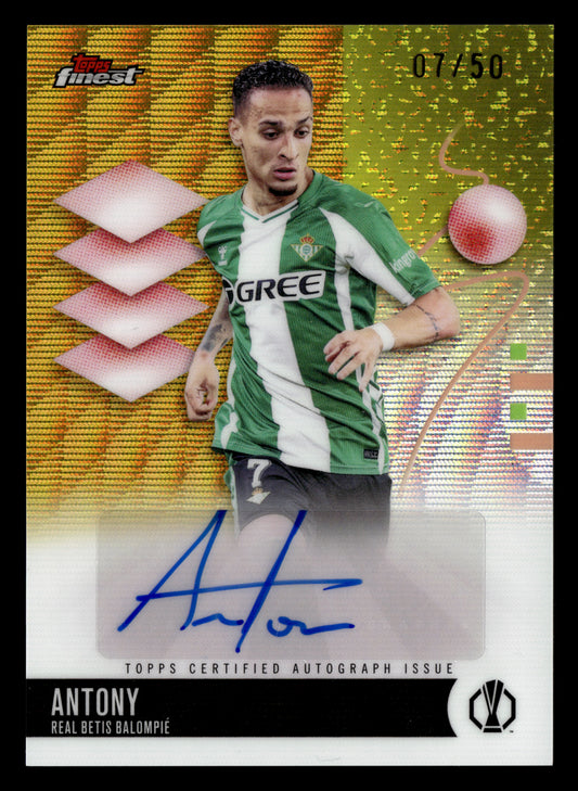2025-26 Finest UCC #BA-AN Antony Base Autographs Gold Wave Refractor #/50