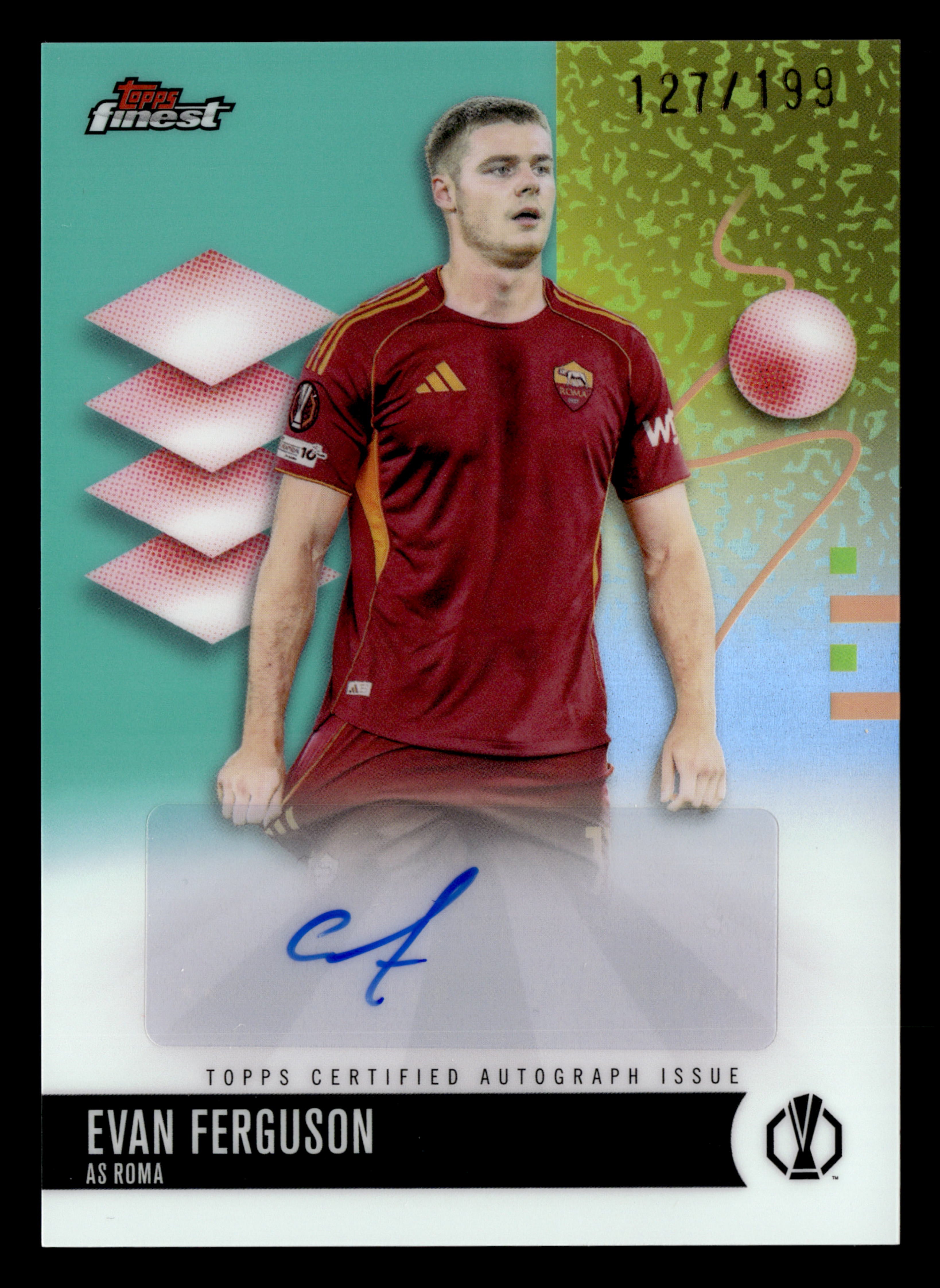 2025-26 Finest UCC #BA-FG Evan Ferguson Base Autographs Aqua Refractor #/199