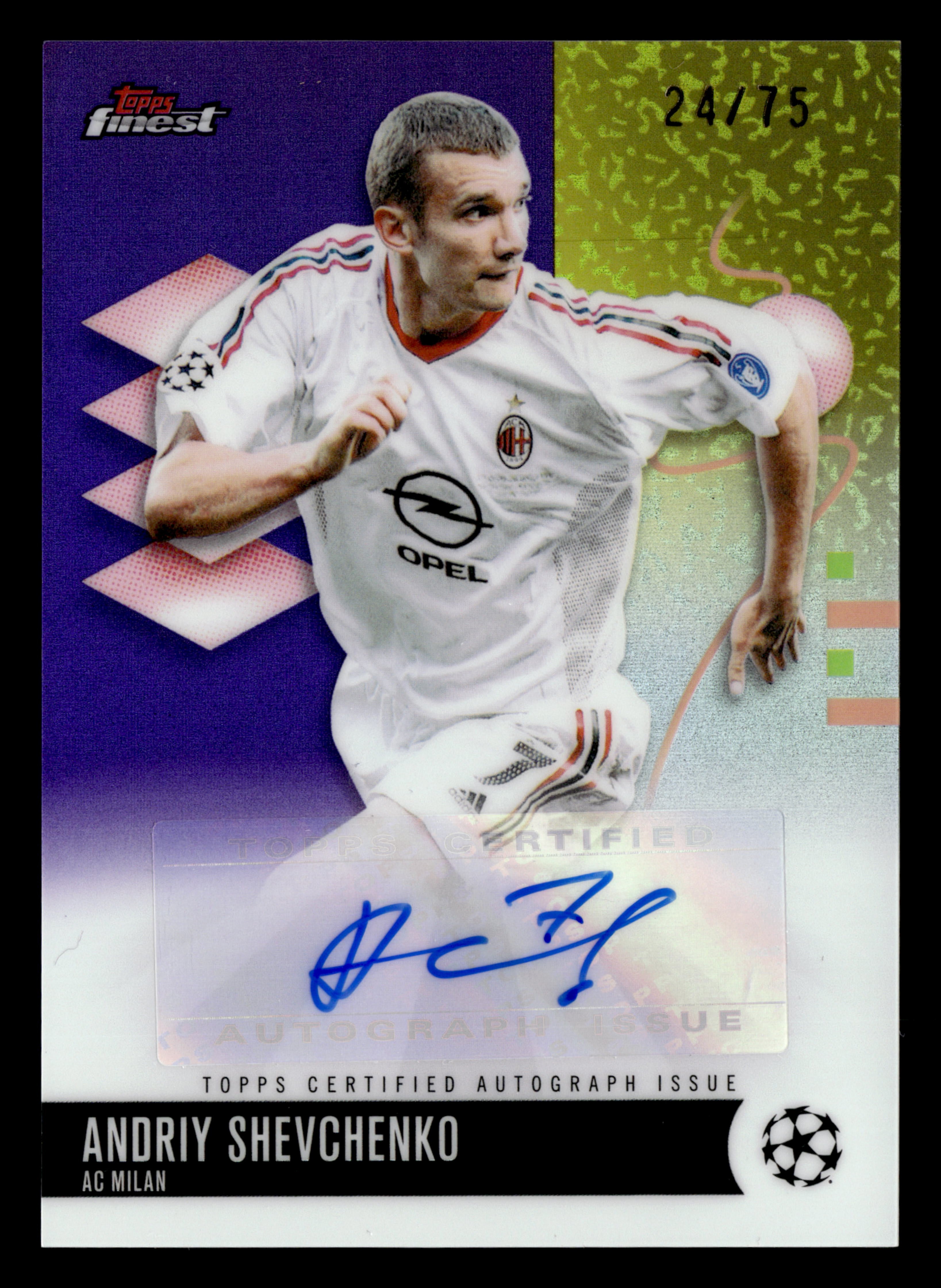 2025-26 Finest UCC #BA-SH Andriy Shevchenko Base Auto Purple Refractor #/75