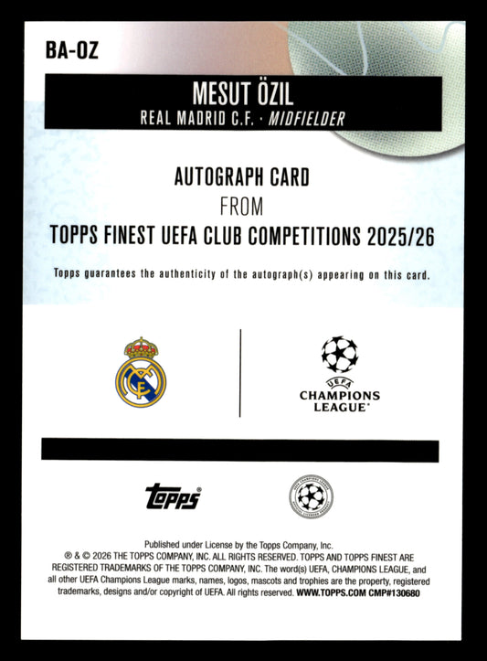 2025-26 Finest UEFA Club Competitions #BA-OZ Mesut Özil Base Autographs