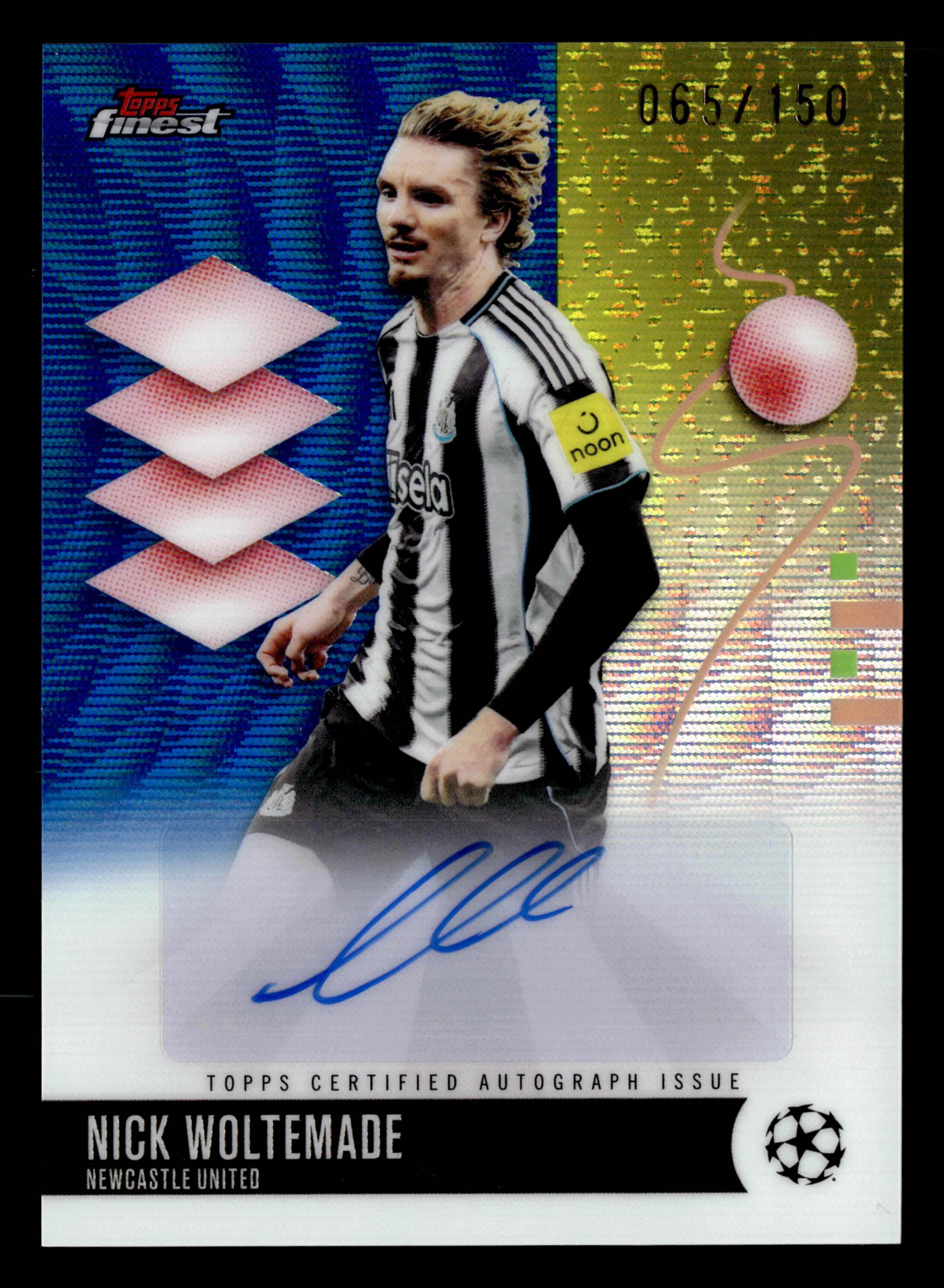 2025-26 Finest UCC #BA-WO Nick Woltemade Base Auto Blue Wave Refractor #/150