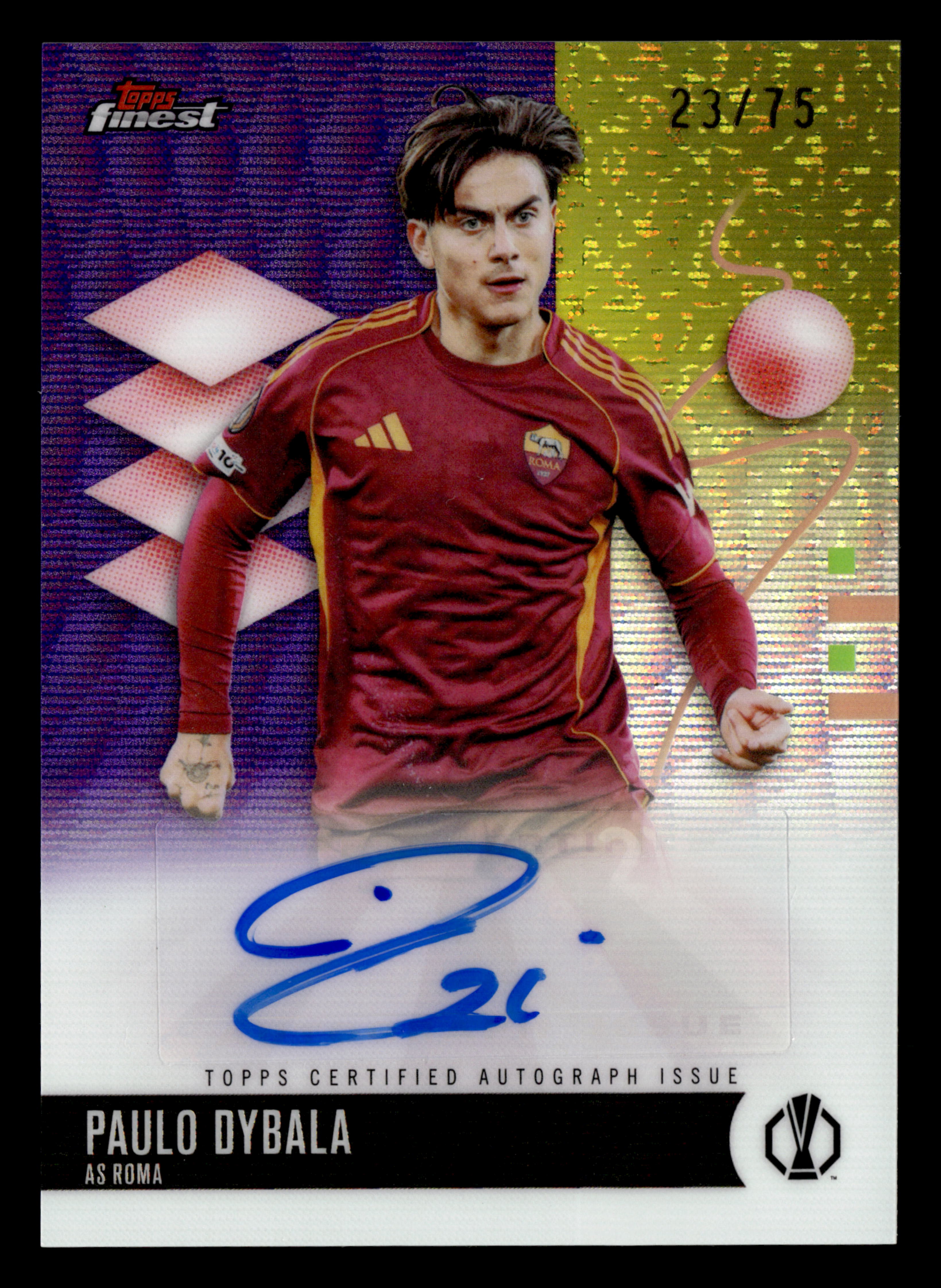 2025-26 Finest UCC #BA-PD Paulo Dybala Base Auto Purple Wave Refractor #/75
