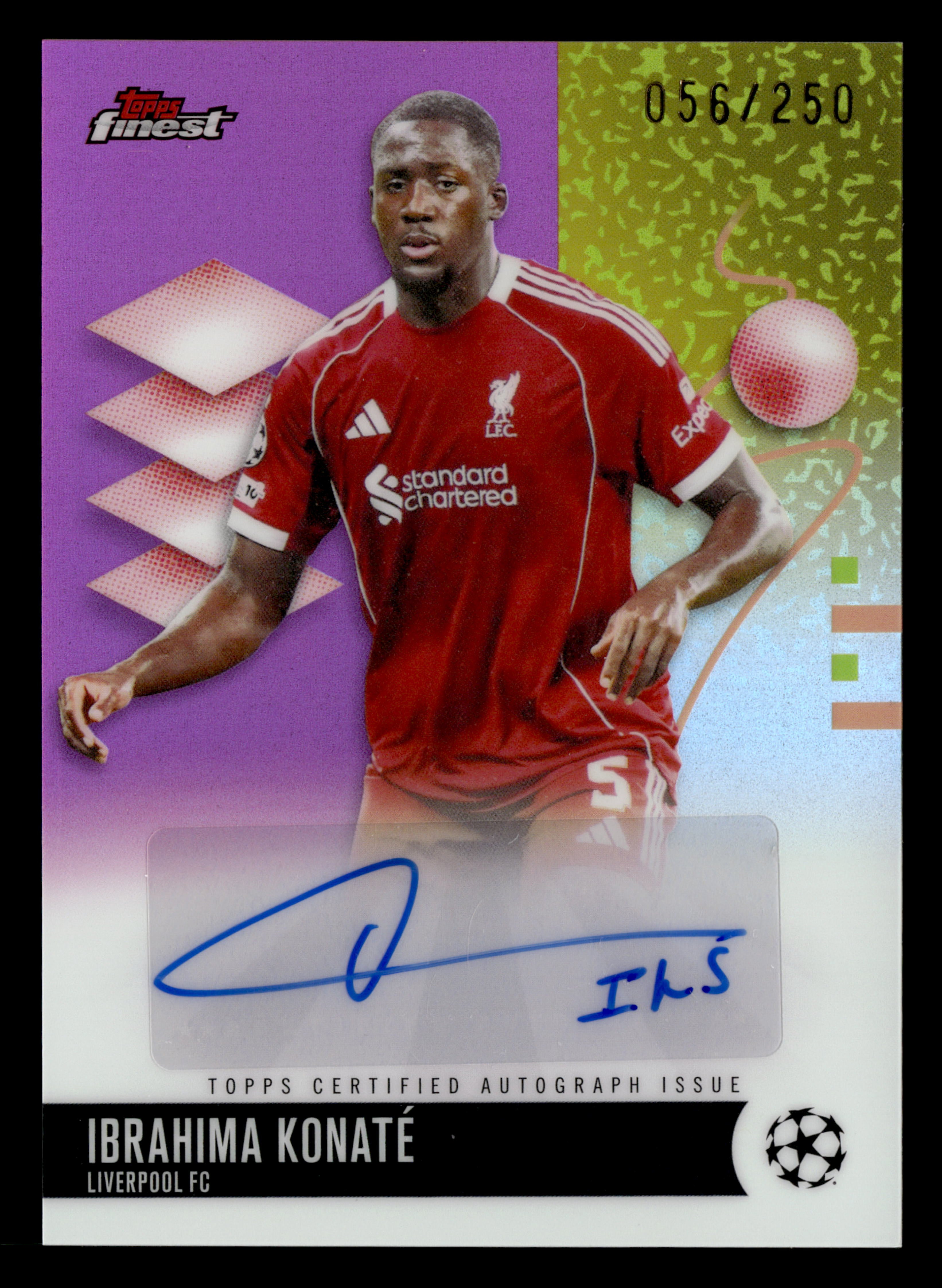 2025-26 Finest UCC #BA-IK Ibrahima Konaté Base Autographs Pink Refractor #/250