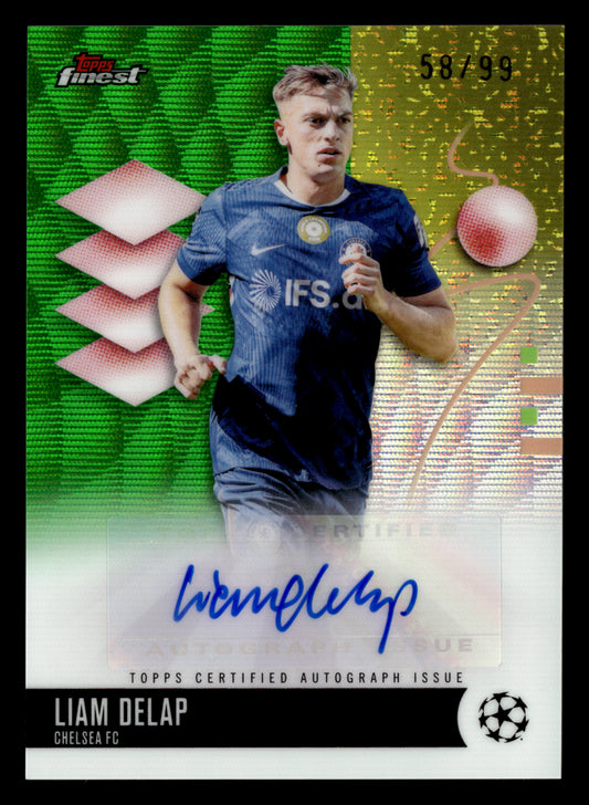 2025-26 Finest UCC #BA-LD Liam Delap Base Autographs Green Wave Refractor #/99