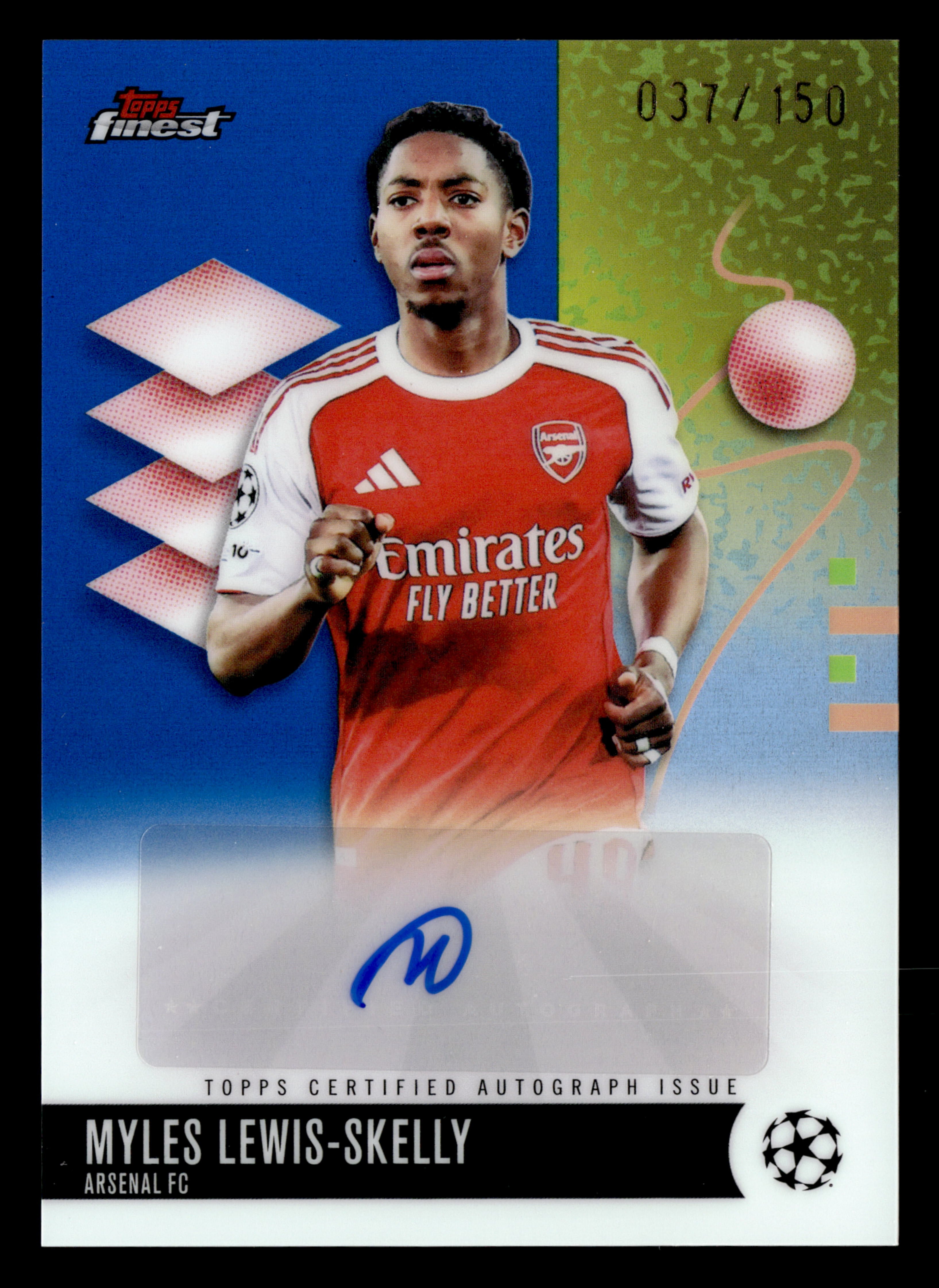 2025-26 Finest UCC #BA-MLS Myles Lewis-Skelly Base Auto Blue Refractor #/150