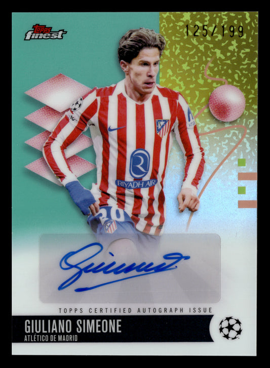 2025-26 Finest UCC #BA-GS Giuliano Simeone Base Autographs Aqua Refractor #/199