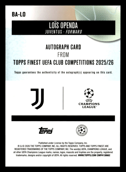 2025-26 Finest UEFA Club Competitions #BA-LO Loïs Openda Base Autographs