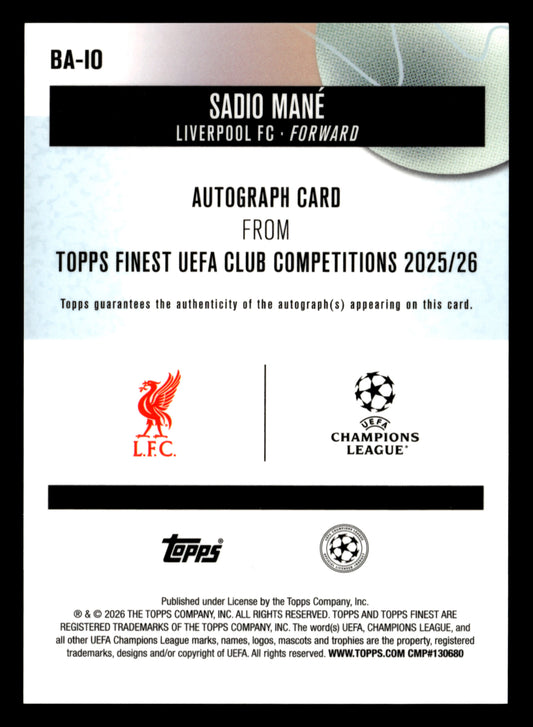 2025-26 Finest UCC #BA-IO Sadio Mané Base Autographs Orange Wave Refractor #/25