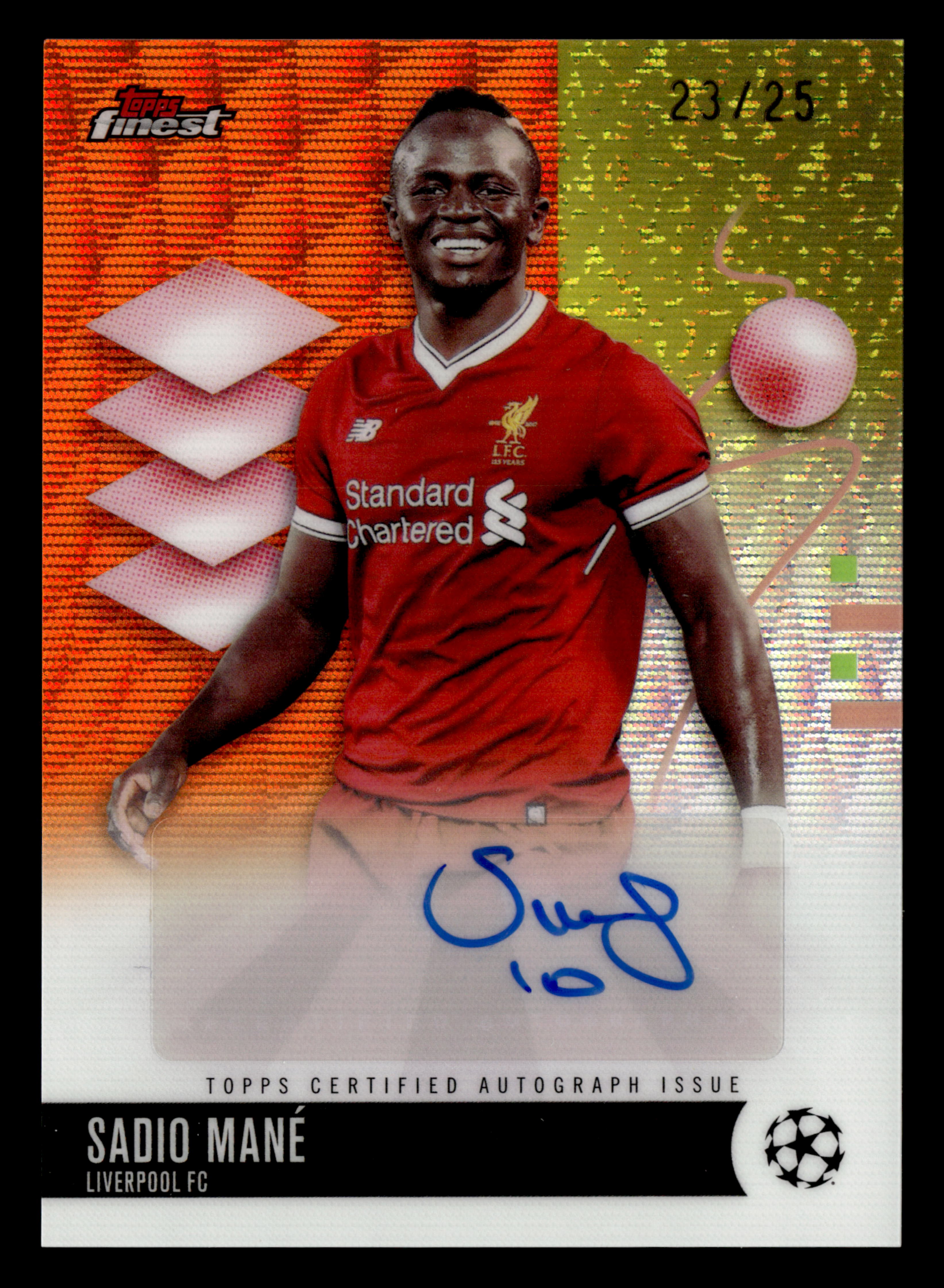 2025-26 Finest UCC #BA-IO Sadio Mané Base Autographs Orange Wave Refractor #/25