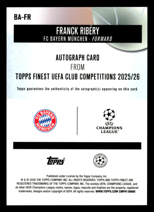 2025-26 Finest UCC #BA-FR Franck Ribéry Base Auto Green Wave Refractor #/99