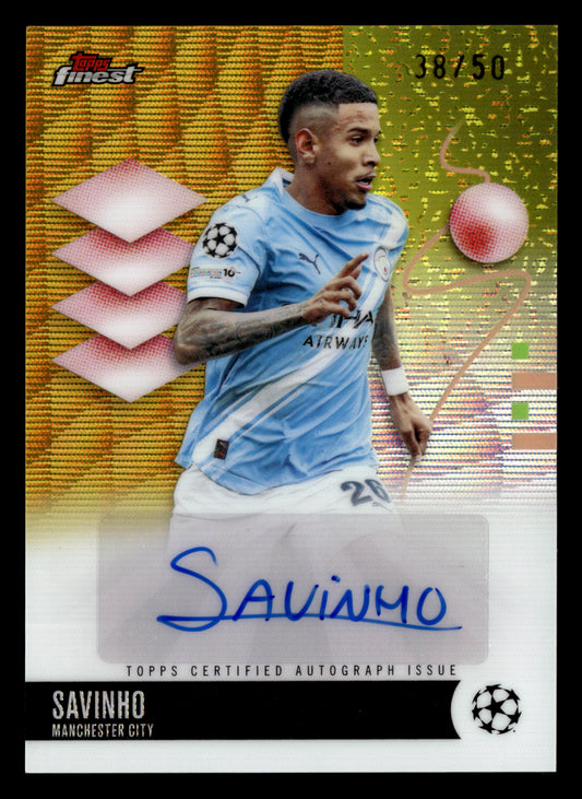 2025-26 Finest UCC #BA-SV Savinho Base Autographs Gold Wave Refractor #/50