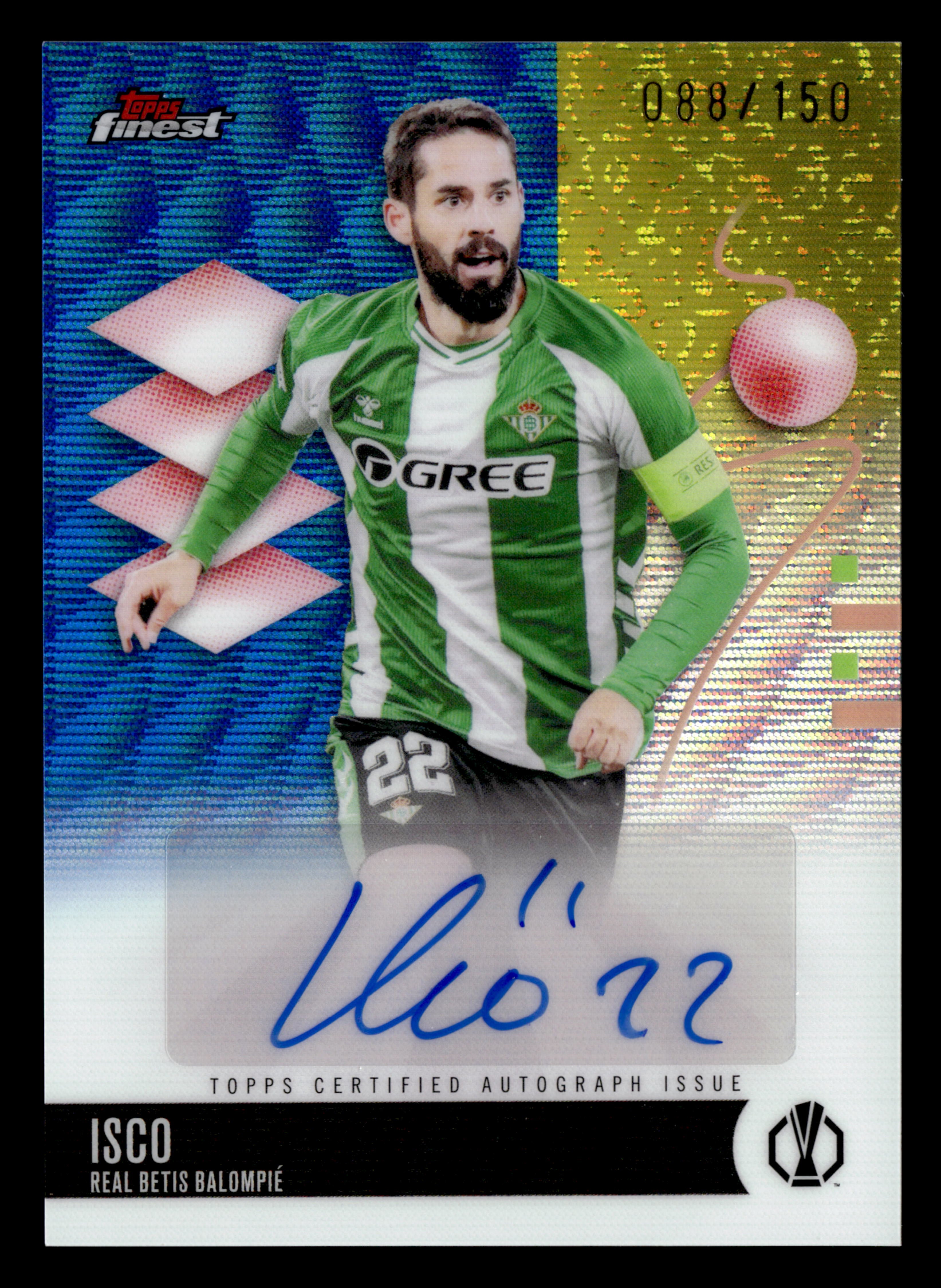 2025-26 Finest UCC #BA-IS Isco Base Autographs Blue Wave Refractor #/150