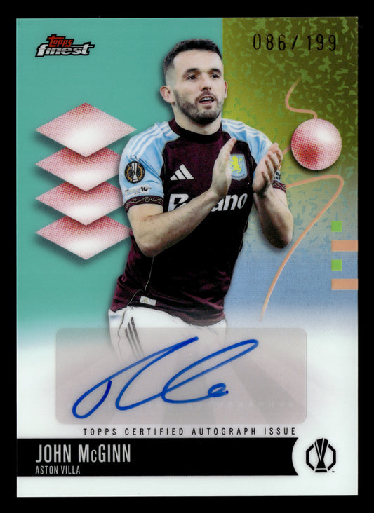 2025-26 Finest UCC #BA-MC John McGinn Base Autographs Aqua Refractor #/199