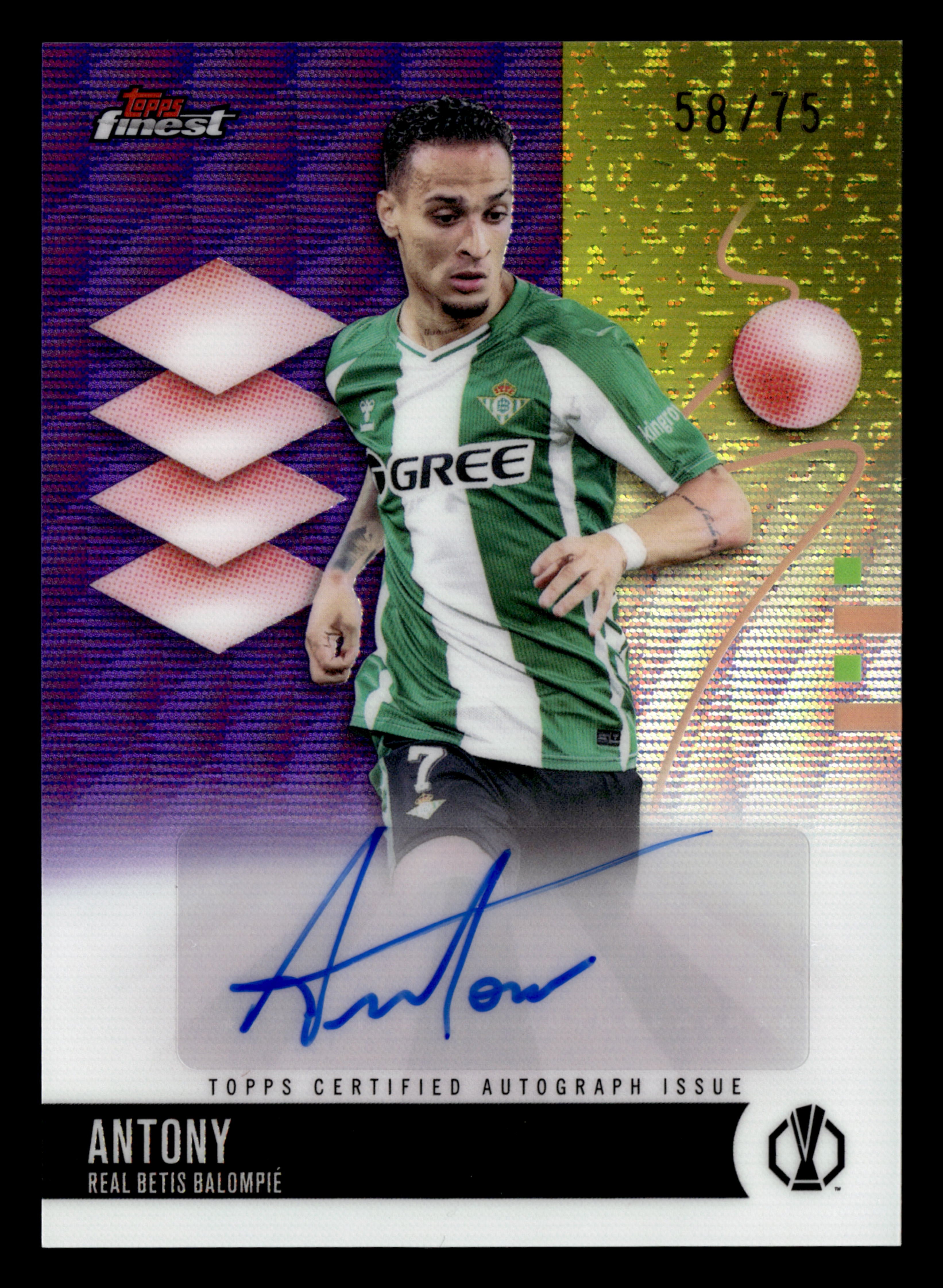 2025-26 Finest UCC #BA-AN Antony Base Autographs Purple Wave Refractor #/75
