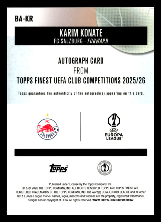 2025-26 Finest UCC #BA-KR Karim Konate Base Autographs Blue Refractor #/150