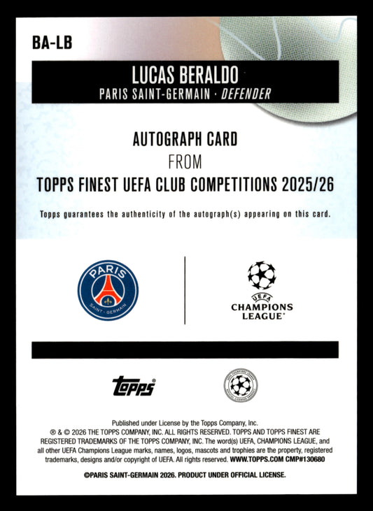 2025-26 Finest UCC #BA-LB Lucas Beraldo Base Autographs Pink Refractor #/250