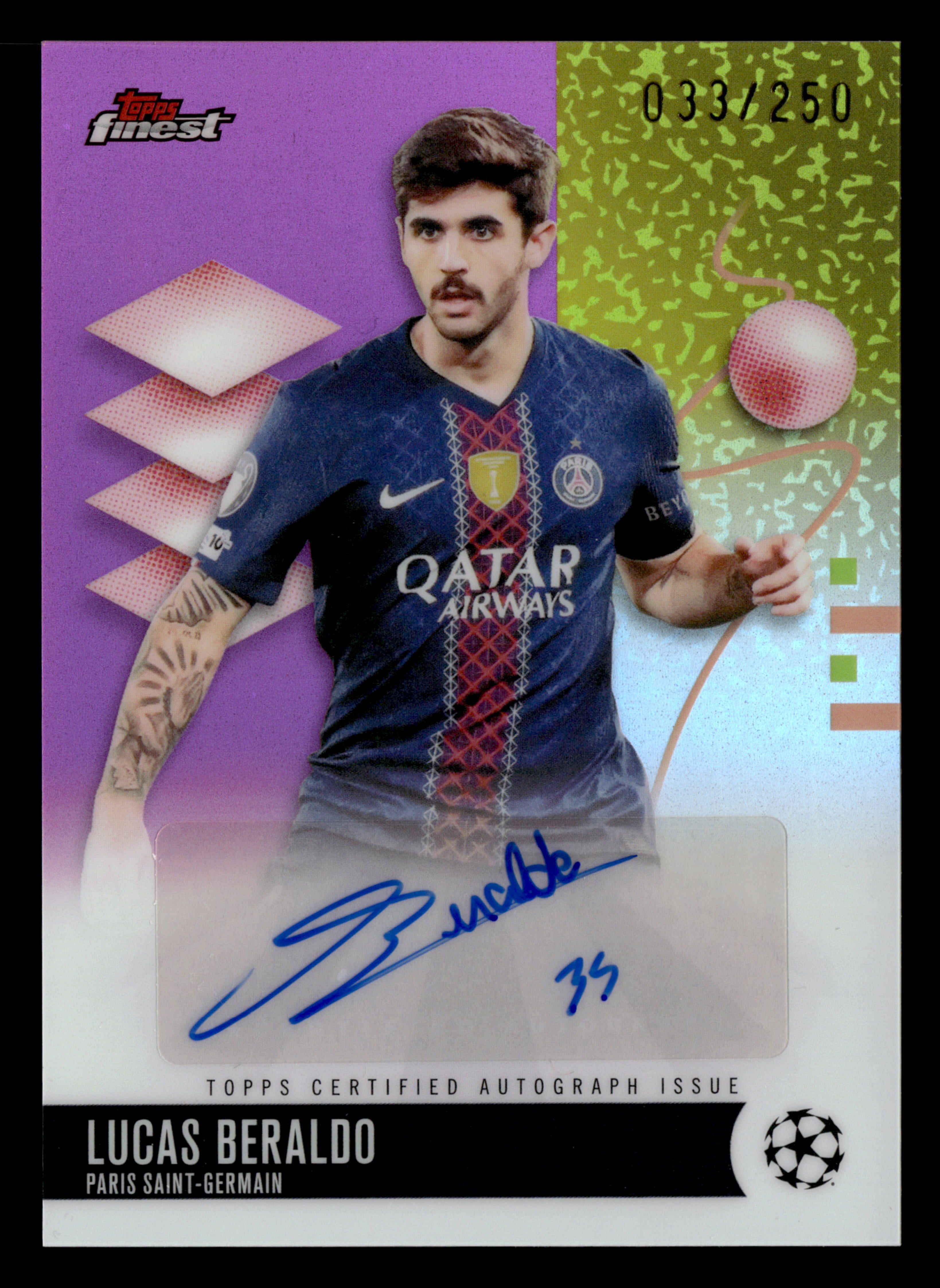 2025-26 Finest UCC #BA-LB Lucas Beraldo Base Autographs Pink Refractor #/250
