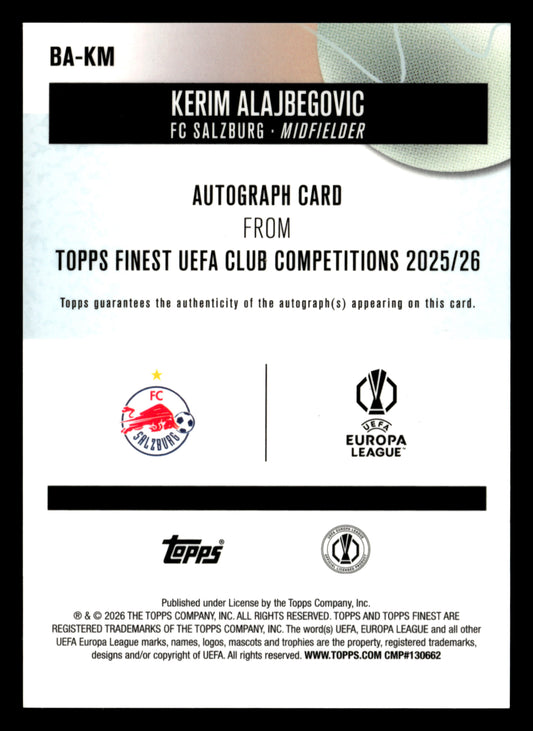2025-26 Finest UCC #BA-KM Kerim Alajbegovic Base Auto Purple Refractor #/75