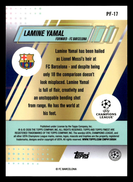 2025-26 Finest UCC #PF-17 Lamine Yamal Prized Footballers Orange Refractor #/25