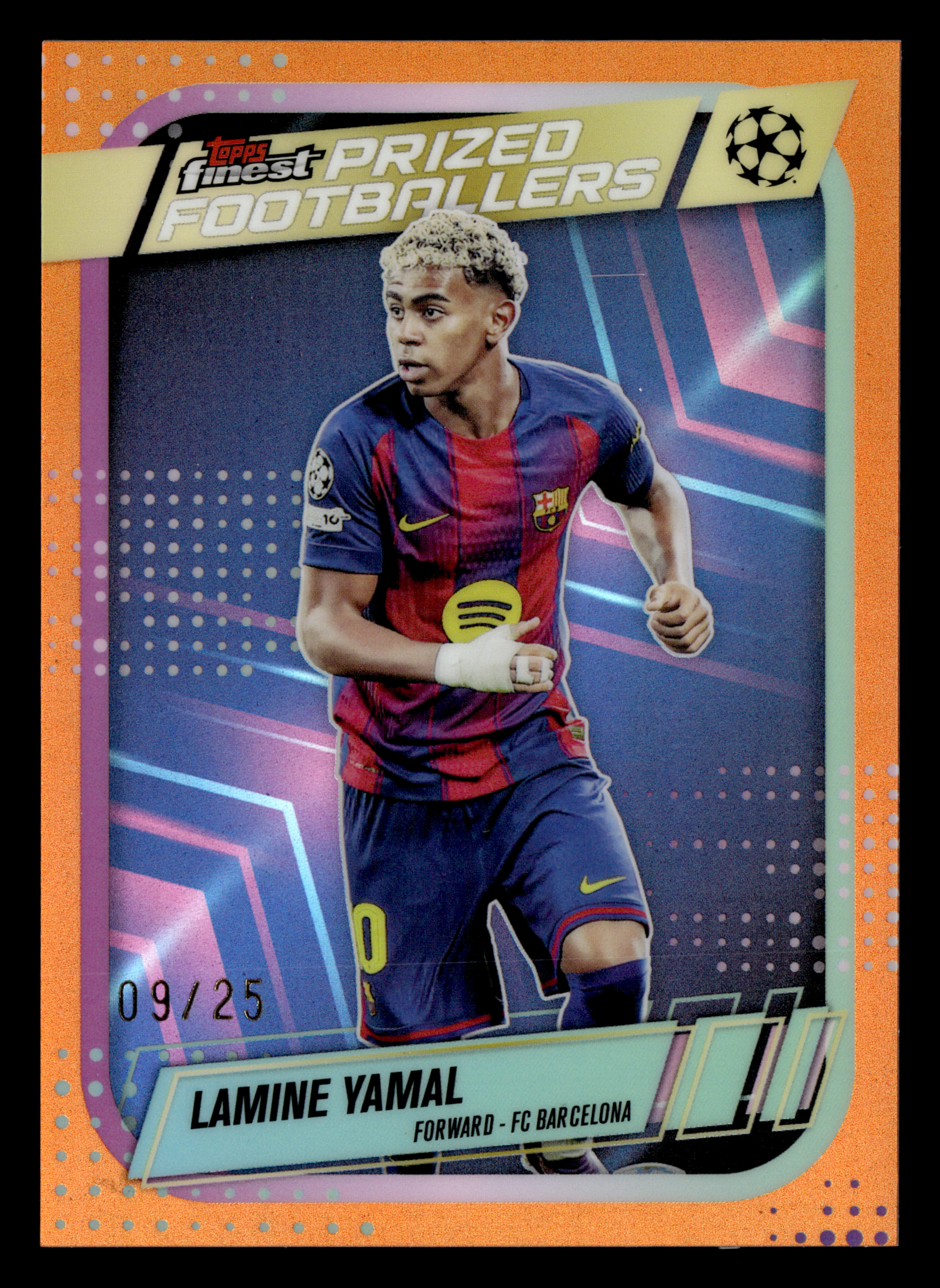 2025-26 Finest UCC #PF-17 Lamine Yamal Prized Footballers Orange Refractor #/25