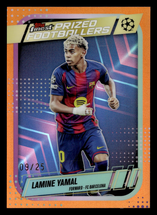 2025-26 Finest UCC #PF-17 Lamine Yamal Prized Footballers Orange Refractor #/25