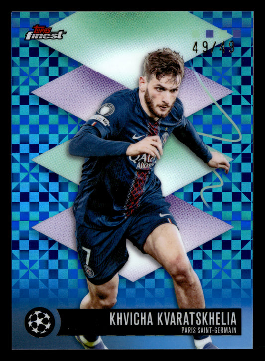 2025-26 Finest UCC #559 Khvicha Kvaratskhelia Blue Checkerboard Refractor #/49