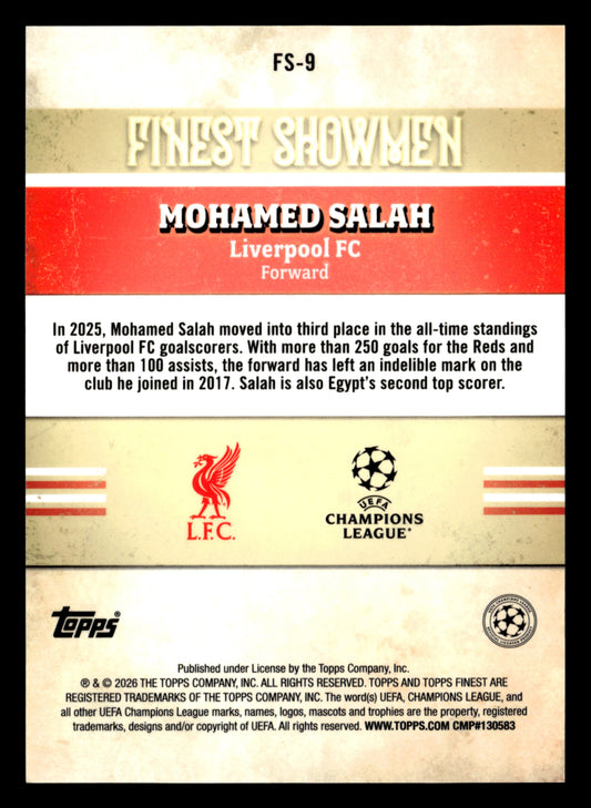 2025-26 Finest UCC #FS-9 Mohamed Salah Finest Showmen Purple Refractor #/75
