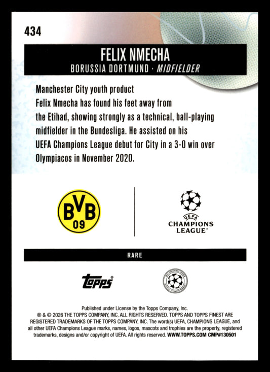 2025-26 Finest UEFA Club Competitions #434 Felix Nmecha Green Refractor #/25