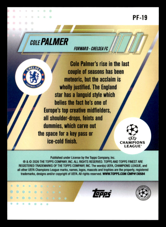 2025-26 Finest UCC #PF-19 Cole Palmer Prized Footballers Gold Refractor #/50