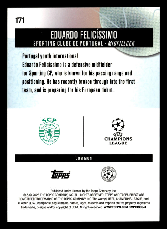 2025-26 Finest UCC #171 Eduardo Felicíssimo Gold Refractor #/50