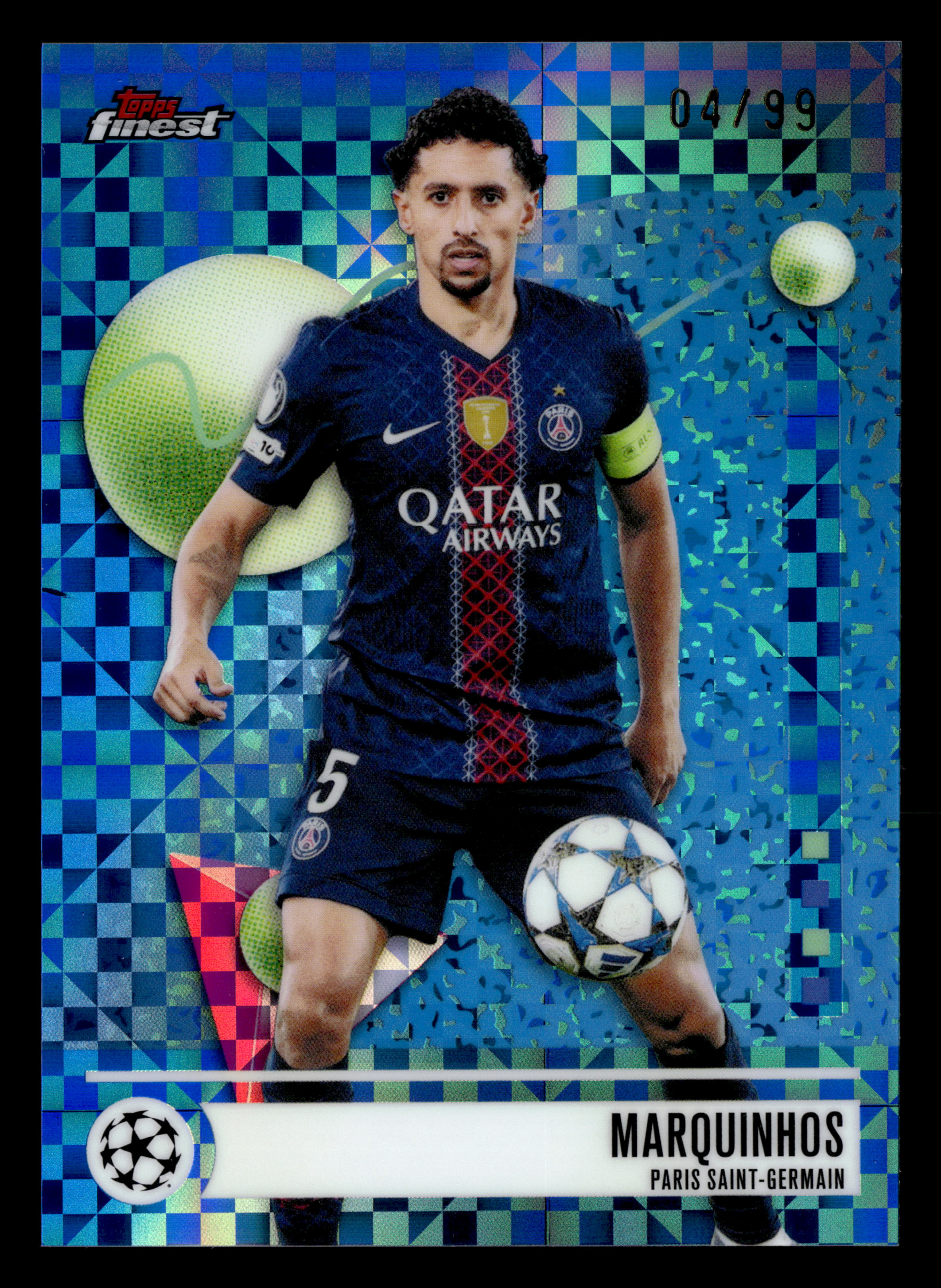 2025-26 Finest UCC #166 Marquinhos Blue Checkerboard Refractor #/99