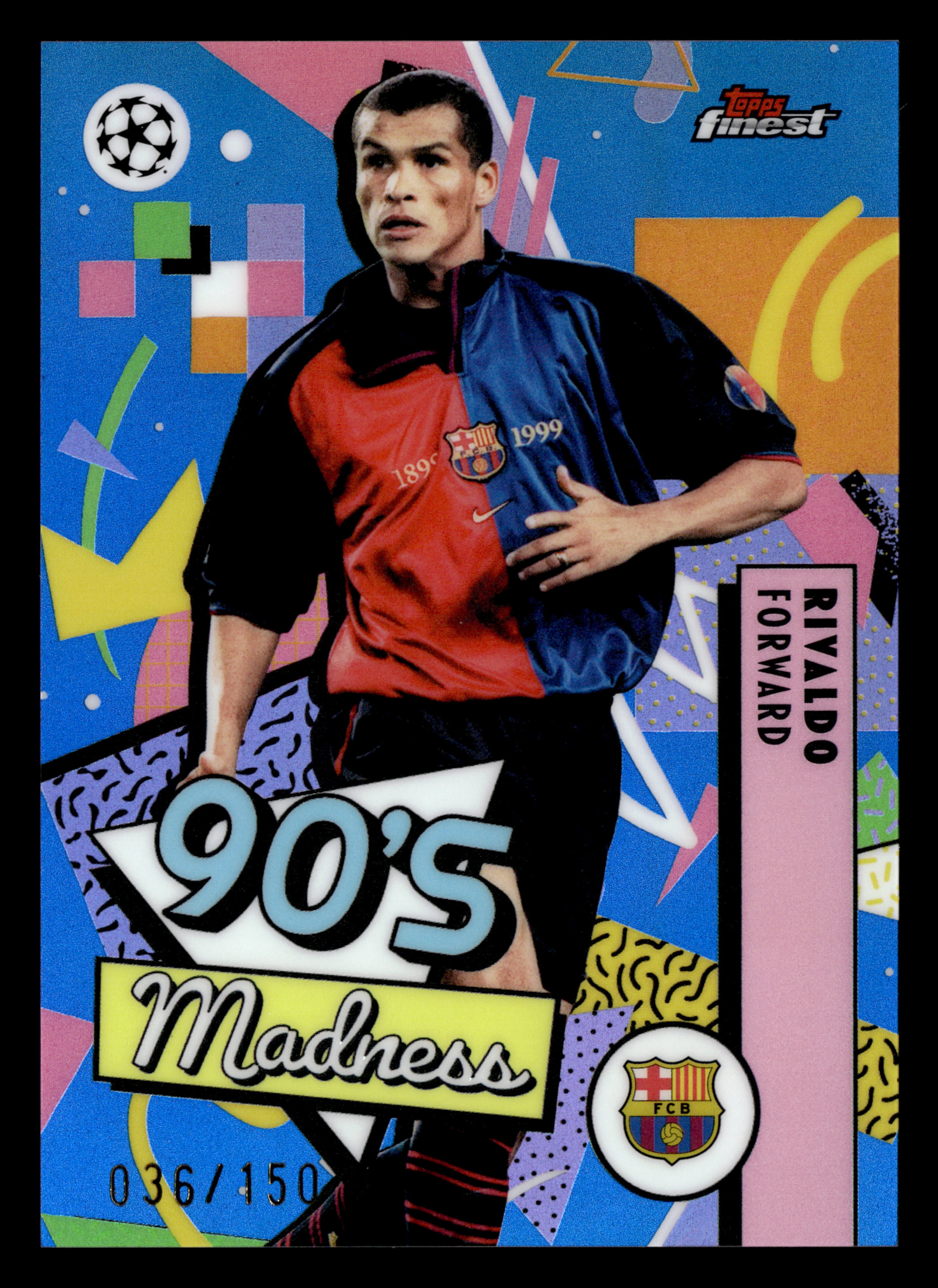2025-26 Finest UCC #MAD-5 Rivaldo 90s Madness Blue Refractor #/150