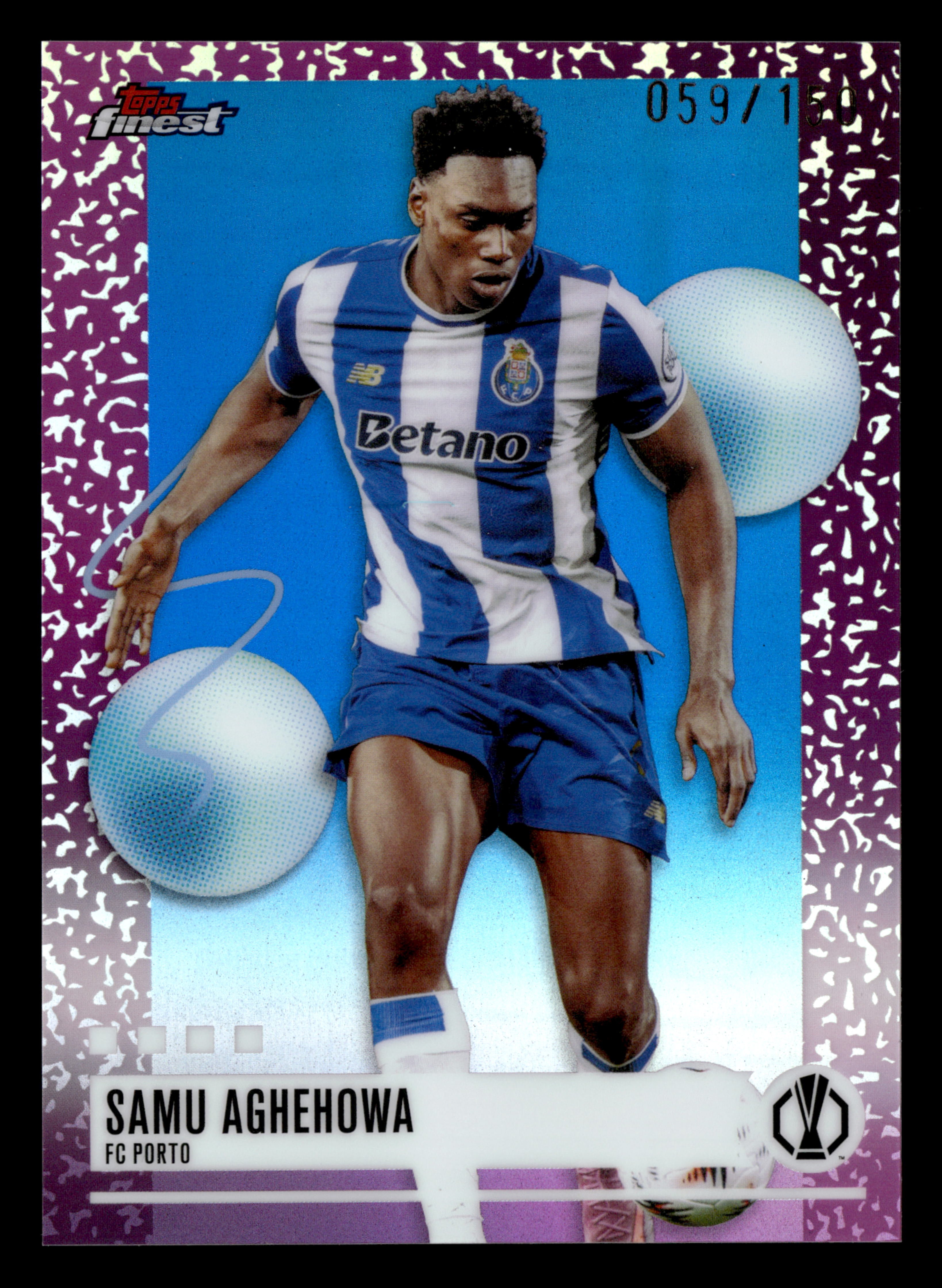 2025-26 Finest UEFA Club Competitions #274 Samu Aghehowa Blue Refractor #/150