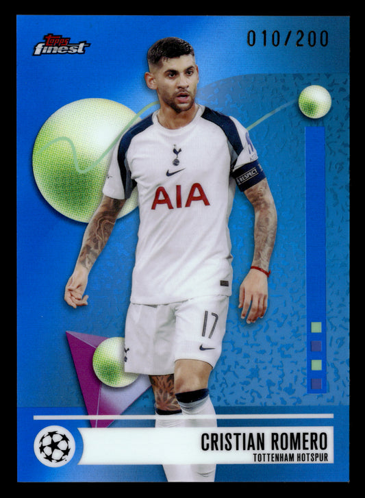 2025-26 Finest UEFA Club Competitions #133 Cristian Romero Blue Refractor #/200