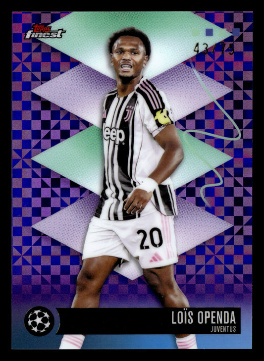 2025-26 Finest UCC #505 Loïs Openda Purple Checkerboard Refractor #/75