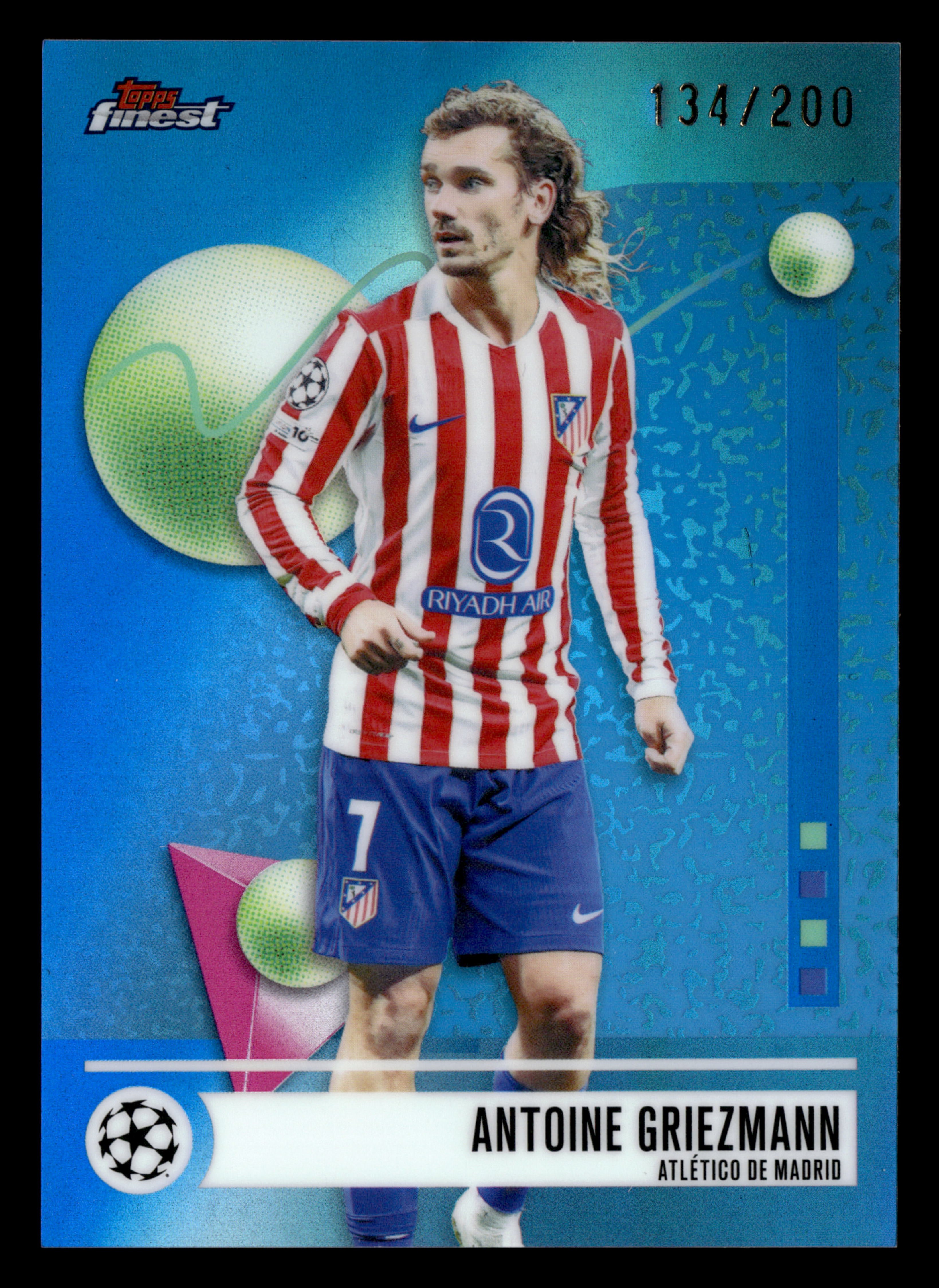 2025-26 Finest UEFA Club Competitions #40 Antoine Griezmann Blue Refractor #/200