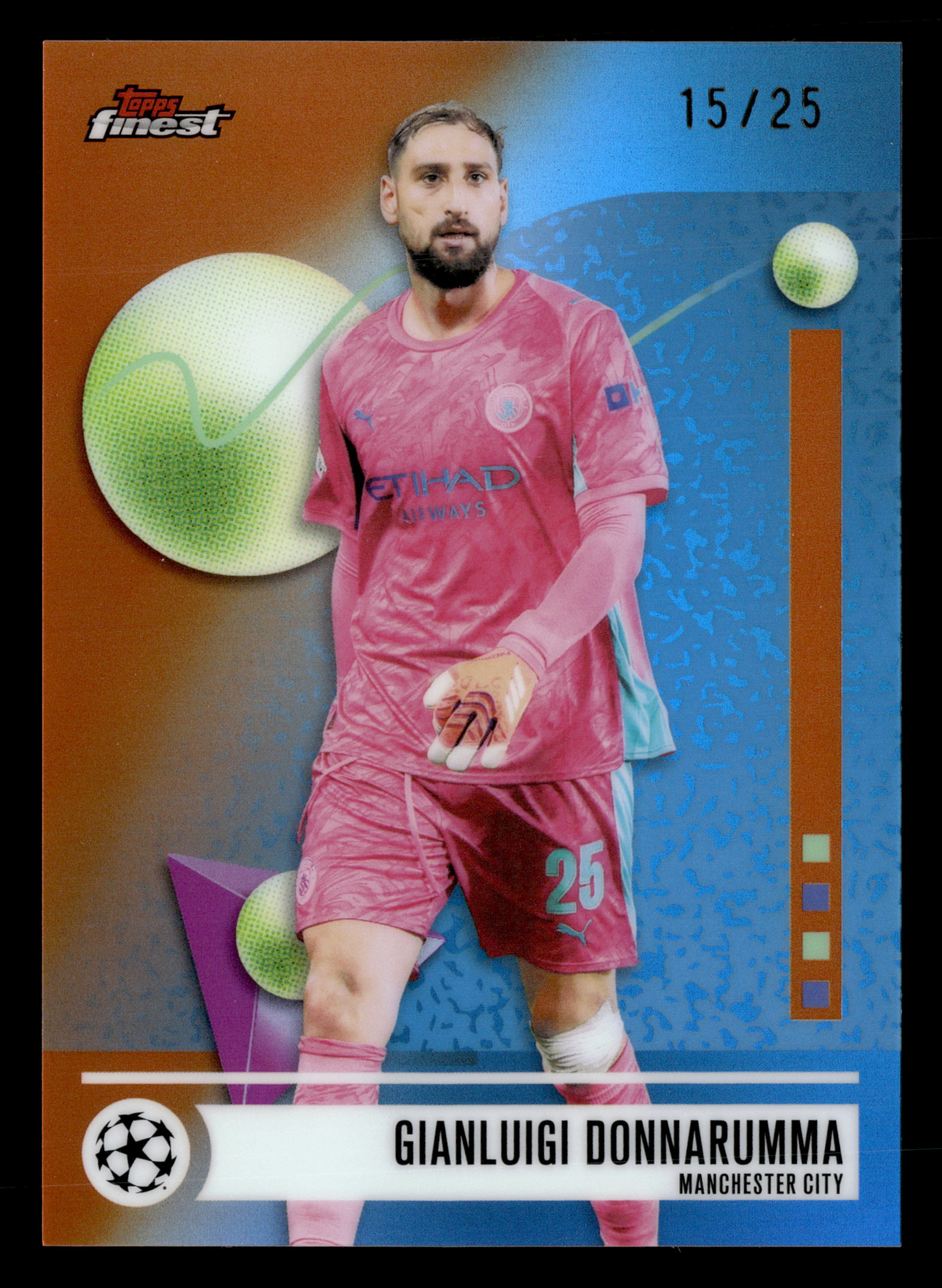 2025-26 Finest UCC #130 Gianluigi Donnarumma Orange Refractor #/25