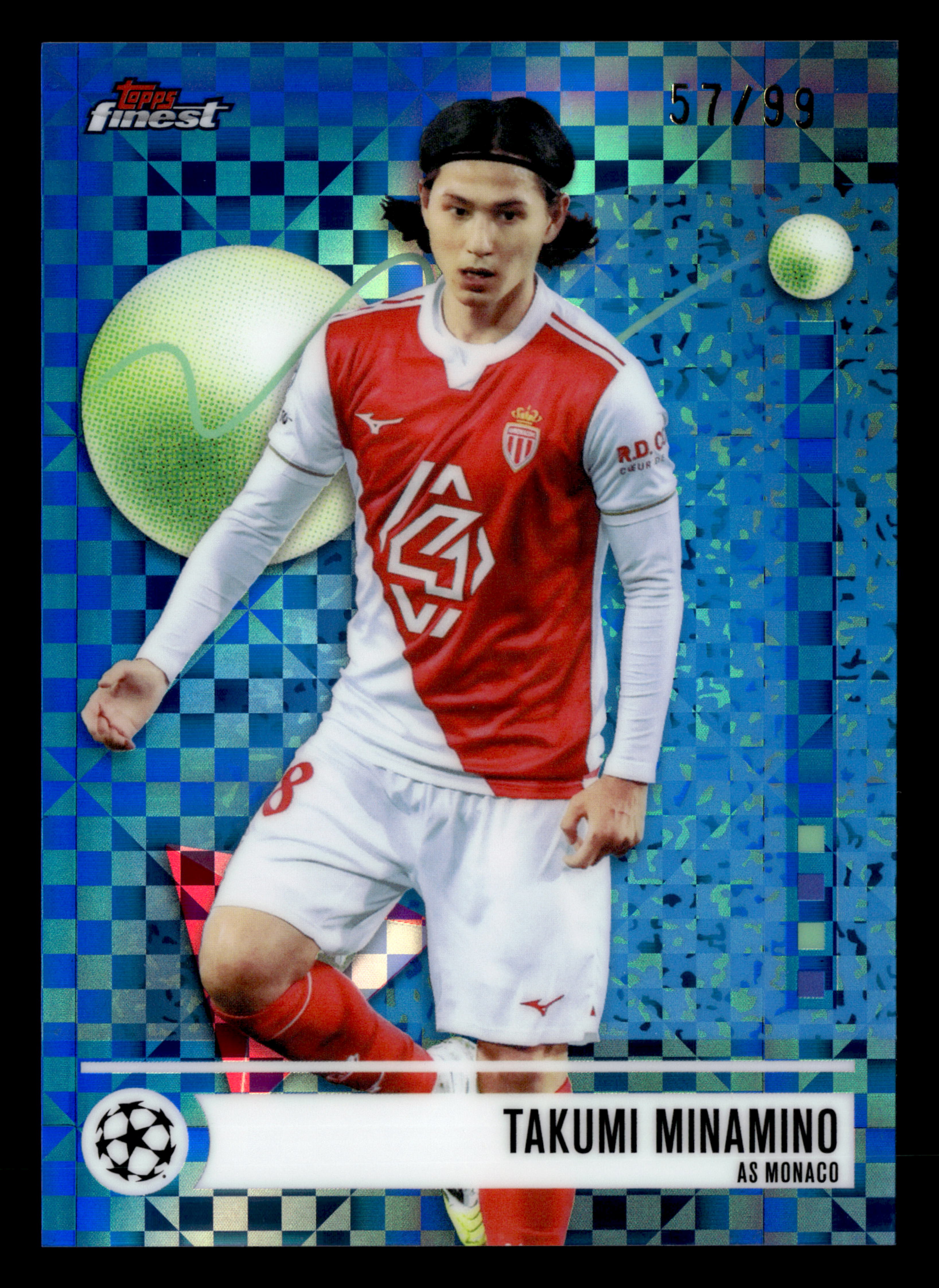 2025-26 Finest UCC #54 Takumi Minamino Blue Checkerboard Refractor #/99