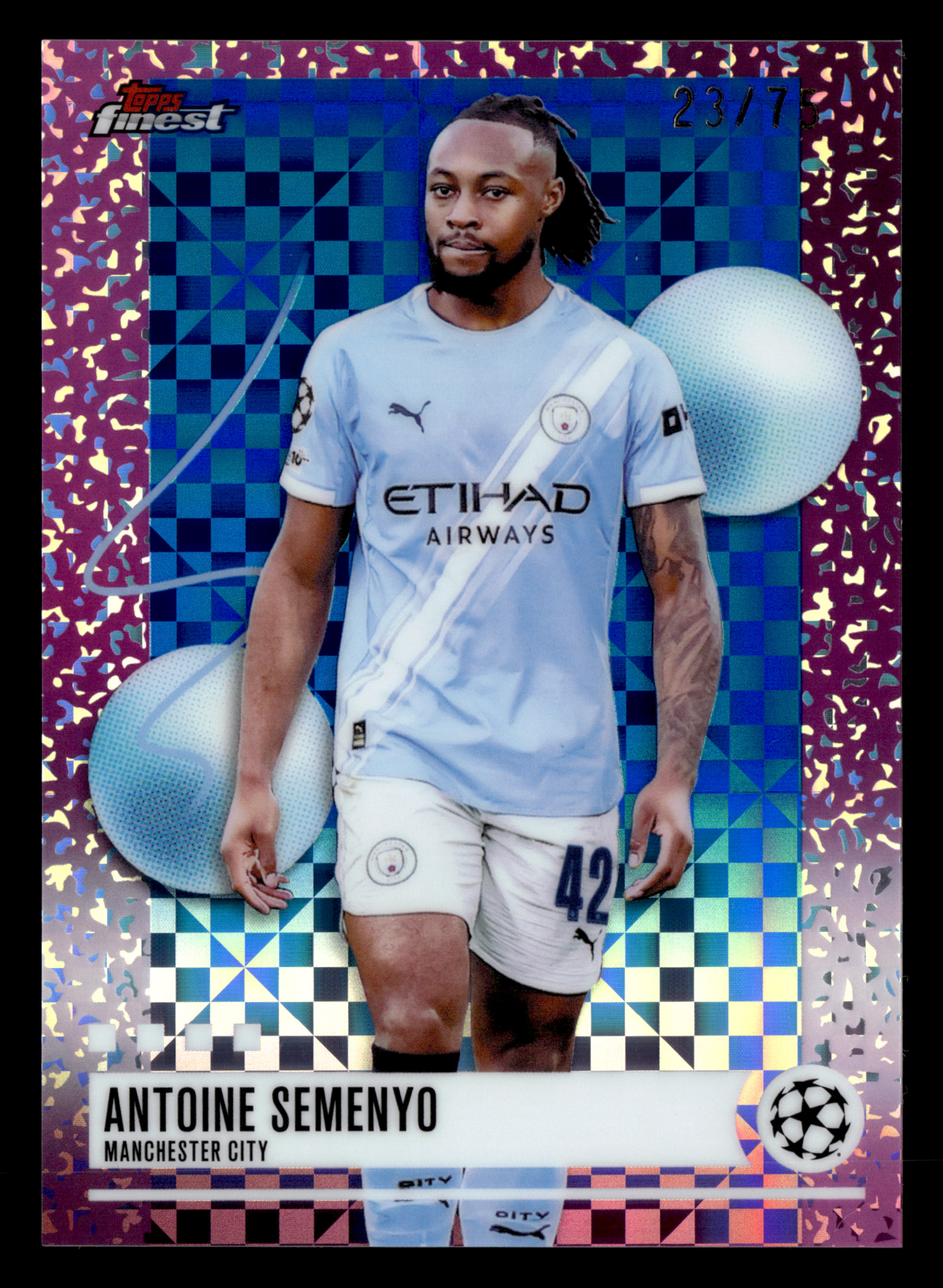 2025-26 Finest UCC #291 Antoine Semenyo Blue Checkerboard Refractor #/75