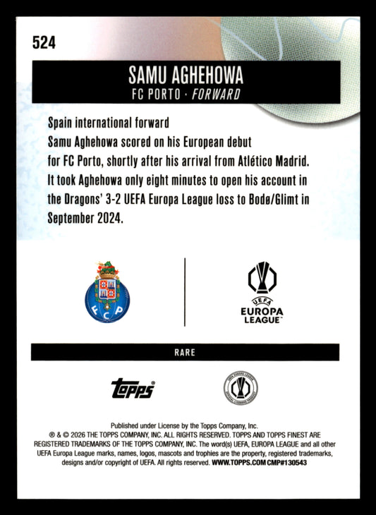 2025-26 Finest UEFA Club Competitions #524 Samu Aghehowa Red Refractor #/3